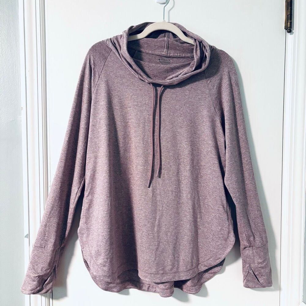 Athleta L Uptempo Hoodie Cowl Neck Pullover Heather Purple L